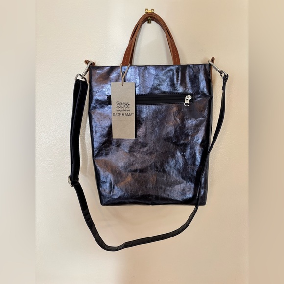 Uashmama Otti - Washable Paper - Leather-Like Crossbody Metallic Purple/Petrolio - Picture 3 of 4